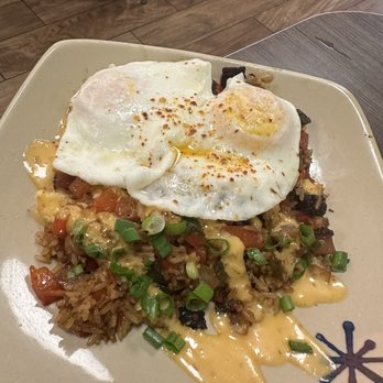 Snooze, an A.M. Eatery - Jasmine Pork belly fried rice - Breakfast & Brunch Near Me - Charlotte, North Carolina