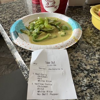 Thai Chili 2go - My order saying no bell peppers. All the peppers that were in my food and really a lack of any other ingredients. - Thai Near Me - Gilbert, Arizona Thai Chili 2go - My order saying no bell peppers. All the peppers that were in my food and really a lack of any other ingredients. - Thai Near Me - Gilbert, Arizona
