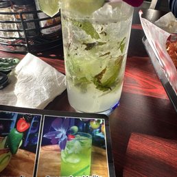 The so call Cucumber mojito that has the mint leaves that are old and spoiled the cucumber is dry & not as it shows in the picture.