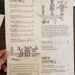 Wildcrafters - Craft and Kava cocktail menu