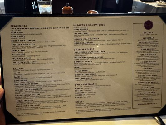Menu photo 2 Char Restaurant Nashville, TN