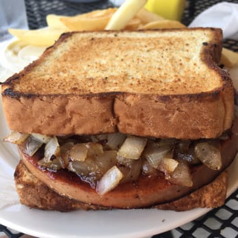 The Tewksbury Lodge - Fried bologna and onion sandwich - American Near Me - Buffalo, New York
