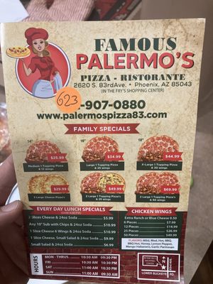 Menu photo 1 Palermos Pizza Phoenix, AZ Menu photo 1 Palermos Pizza Phoenix, AZ
