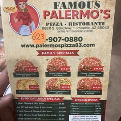 Palermos Pizza - Menu