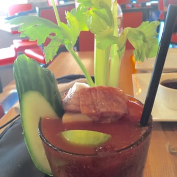 Taphouse 15 - Great loaded Bloody Mary!! Celery, half a jalapeño, slice of cucumber, onion-salami-cheese spear, Shrimp-lime-Bacon spear. - Bars Near Me - Jefferson, New Jersey