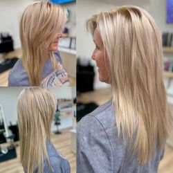 Salon Santinas - dimensional blonde and a beautifully layered cut by Amanda! 