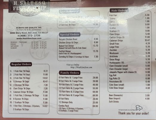 Menu photo 5 H Salt Esq Fish & Chips San Jose, CA Menu photo 5 H Salt Esq Fish & Chips San Jose, CA