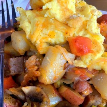 Mora Mia Smoothie Bar and Cafe - Meat Lovers Skillet! I added all the veggies!!!! - Juice Bars & Smoothies Near Me - Chicago, Illinois Mora Mia Smoothie Bar and Cafe - Meat Lovers Skillet! I added all the veggies!!!! - Juice Bars & Smoothies Near Me - Chicago, Illinois