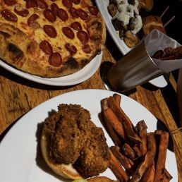 Pizza, Crispy Chicken Sandwich, West Coast Steak Sandwich Pizza, Crispy Chicken Sandwich, West Coast Steak Sandwich
