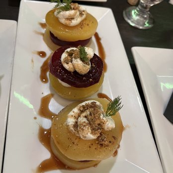 Greenview Bar & Grill - Roasted Beet Napoleon with honey herb cheese blend, on top. Fantastic! - American Near Me - Hidden Valley Lake, California Greenview Bar & Grill - Roasted Beet Napoleon with honey herb cheese blend, on top. Fantastic! - American Near Me - Hidden Valley Lake, California
