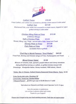 Menu photo 2 Ray's Uptown New Orleans, LA
