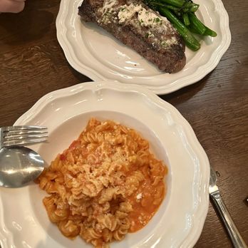 Willow Osteria - Fusilli pasta & New York strip with broccolini - Italian Near Me - Clovis, California