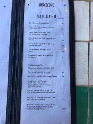 Menu photo 1 The Beresford Surry Hills, NSW Menu photo 1 The Beresford Surry Hills, NSW