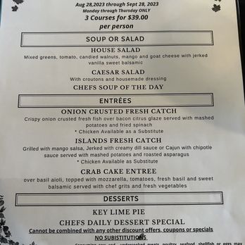 Islands Fish Grill - Autumn Weekday Special menu - Seafood Near Me - Indialantic, Florida