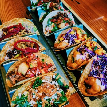 Session Taco - 5 different tacos - grilled chicken (1), portabello (1), shrimp habanero (3), Baja fish (2), and seasonal duck taco (3) - Cocktail Bars Near Me - Kansas City, Missouri Session Taco - 5 different tacos - grilled chicken (1), portabello (1), shrimp habanero (3), Baja fish (2), and seasonal duck taco (3) - Cocktail Bars Near Me - Kansas City, Missouri
