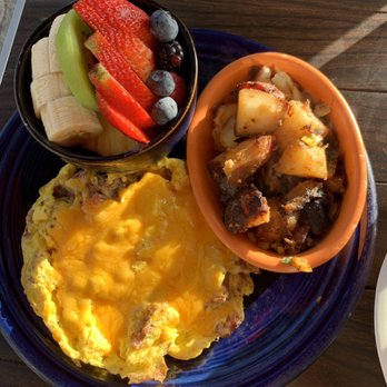 Eight AM - Russian Hill bacon frittata with potatoes and fruit salad - New American Near Me - San Francisco, California Eight AM - Russian Hill bacon frittata with potatoes and fruit salad - New American Near Me - San Francisco, California