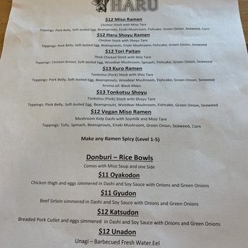 Haru - Lunch menu - Ramen Near Me - Reno, Nevada Haru - Lunch menu - Ramen Near Me - Reno, Nevada