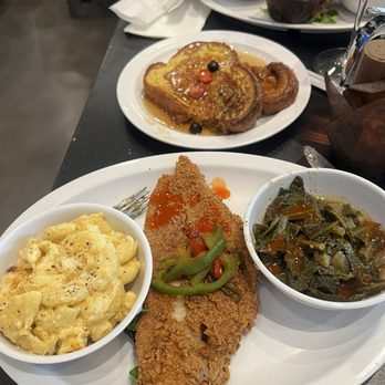 Grits and Eggs Breakfast Kitchen - Fried catfish, Mac n cheese, French toast and greens - Breakfast & Brunch Near Me - Atlanta, Georgia