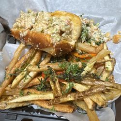 Chefs Fish and Grits - Lobster Roll Tuscan Fries, Kale Caesar alad