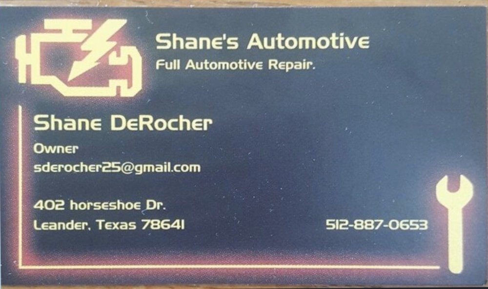 SHANE’S AUTOMOTIVE 402 Horseshoe Dr, Leander, Texas Auto Repair