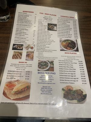 Menu photo 3 Boulder Pho Boulder, CO