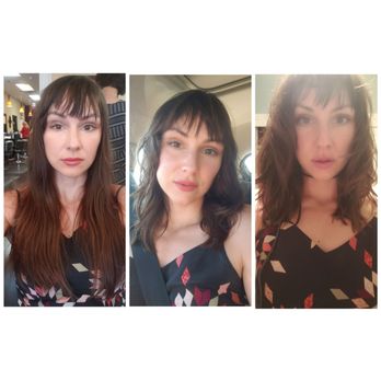 Salon Murcel - Before on the left and two afters on the right. - Hair Salons Near Me - San Ramon, California Salon Murcel - Before on the left and two afters on the right. - Hair Salons Near Me - San Ramon, California