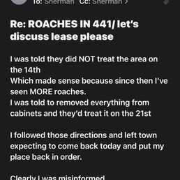 Email abt the roaches Email abt the roaches