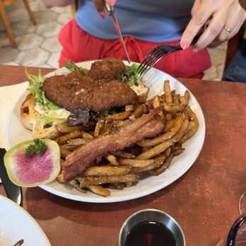 Roses Restaurant - Chicken schnitzel with fries - Breakfast & Brunch Near Me - Lee, Massachusetts