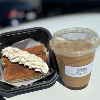 Fork'n Delicious - Churro Cheescake and Café de olla with caramel - Desserts Near Me - Modesto, California