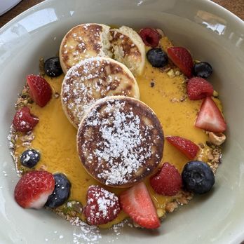 Mood - Syrniki with mango custard - Breakfast & Brunch Near Me - Los Angeles, California Mood - Syrniki with mango custard - Breakfast & Brunch Near Me - Los Angeles, California