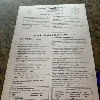 Shrimpys Blues Bistro - Menu front - Seafood Near Me - St Pete Beach, Florida