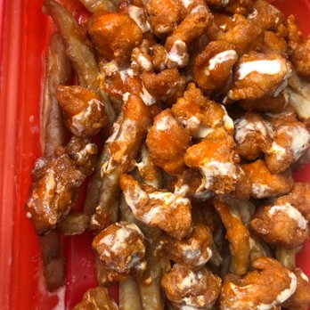 The Buffalo Spot - World Famous Buffalo Fries good amount of chicken because I pay extra, my problem her are the fries were super soggy greasy. - Chicken Wings Near Me - Riverside, California