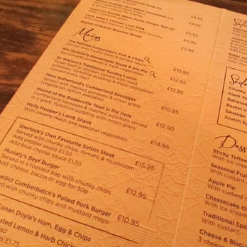Sherlock Holmes - Some themed menu options. - Pubs Near Me - London, XGL Sherlock Holmes - Some themed menu options. - Pubs Near Me - London, XGL