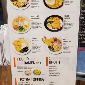 Neko Ramen - Ramen side of menu - Japanese Near Me - Las Vegas, Nevada