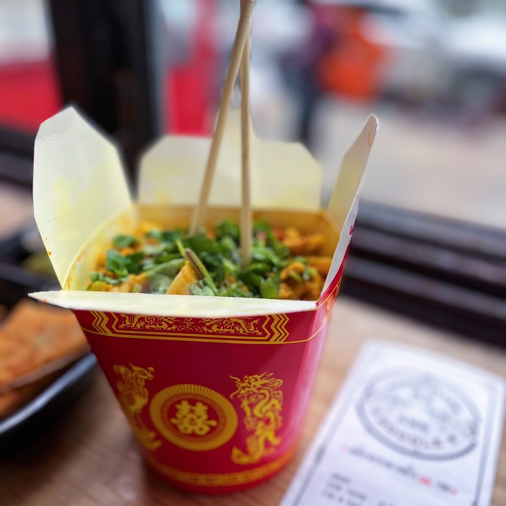 The Handpulled Noodle - Cumin Stir Fry with chicken & ribbon noodles - Chinese Near Me - New York, New York The Handpulled Noodle - Cumin Stir Fry with chicken & ribbon noodles - Chinese Near Me - New York, New York