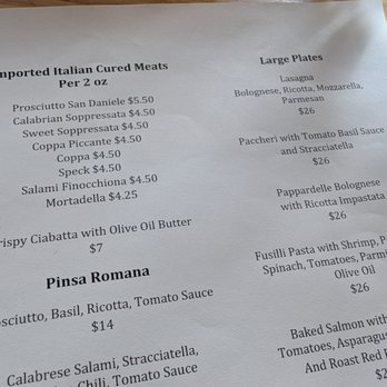 Pranzo - Dinner Menu - Italian Near Me - Raleigh, North Carolina