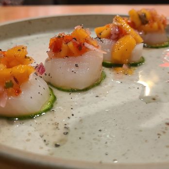 KUWADA - Scallop w/mango salsa - Sushi Bars Near Me - Rancho Cucamonga, California KUWADA - Scallop w/mango salsa - Sushi Bars Near Me - Rancho Cucamonga, California