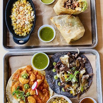 Mal Pan - Surf and turf burrito  , steak taco and governador taco - Mexican Near Me - Charlotte, North Carolina