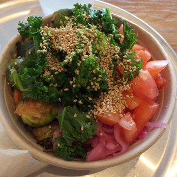 ON + ON Fresh Korean Kitchen - Nori Salmon Bowl w/ roasted Brussels sprouts, tomatoes, picked red onions, kale, sesame seeds, and buckwheat noodle. - Asian Fusion Near Me - Compton, California ON + ON Fresh Korean Kitchen - Nori Salmon Bowl w/ roasted Brussels sprouts, tomatoes, picked red onions, kale, sesame seeds, and buckwheat noodle. - Asian Fusion Near Me - Compton, California