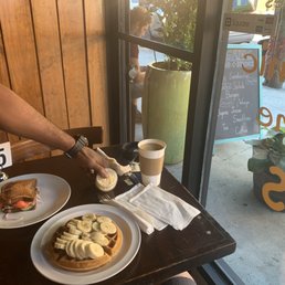 See a healthy breakfast and the coffee was strong See a healthy breakfast and the coffee was strong