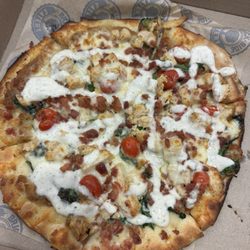 Brick-Side Eatery - Bacon Spinach Tomato Pizza + Chicken