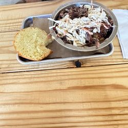 Brown Brothers BBQ - Pulled pork bowl with cole slaw and salt potatoes