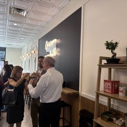 Freddo - Customers gathering and enjoying their gelato with the Mayor Brian Mock of Chamblee!
