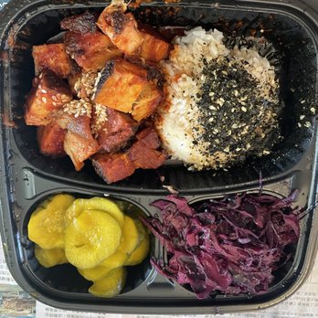 Odd BBQ - Cucumbers, ginger sesame slaw, spicy pork belly and seasoned rice - New American Near Me - Chantilly, Virginia Odd BBQ - Cucumbers, ginger sesame slaw, spicy pork belly and seasoned rice - New American Near Me - Chantilly, Virginia