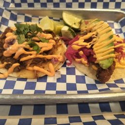 Fish and carnitas tacos Fish and carnitas tacos