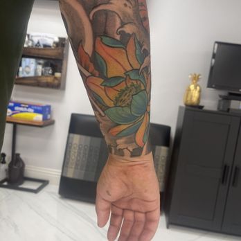 Golden Triangle Art Studio - Lotus flower on forearm - Tattoo Near Me - Upland, California