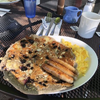 Paradise Cafe - Maui pancake with scrambled eggs and sausage - Cafes Near Me - Crested Butte, Colorado
