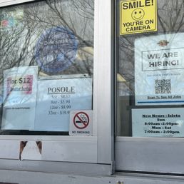 signs in a window