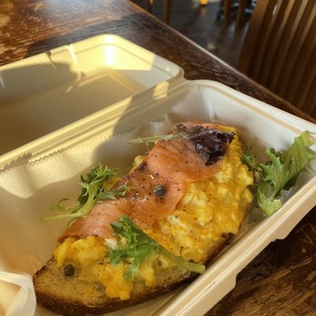 The Everyday Market - Lox toast with eggs and cheese - Coffee & Tea Near Me - Belmont, North Carolina