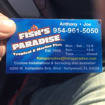 Fish's Paradise - This their business card. - Pet Stores Near Me - Hollywood, Florida Fish's Paradise - This their business card. - Pet Stores Near Me - Hollywood, Florida